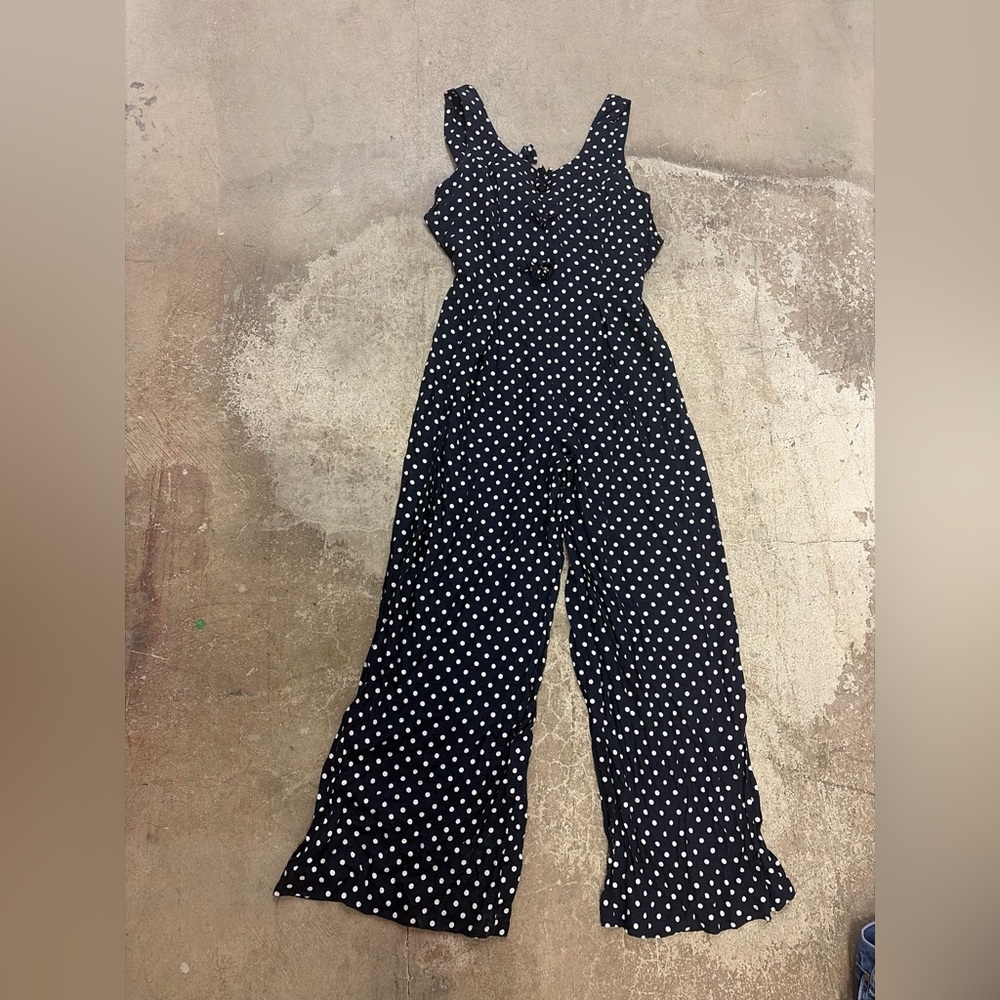 Vintage‎ Beechers brook navy and White Polka Dot Jumpsuit backless